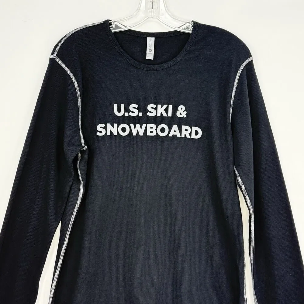 NEXT LEVEL BLACK THERMAL LONG SLEEVE SIZE L T-SHIRT U.S. SKI & SNOWBOARD